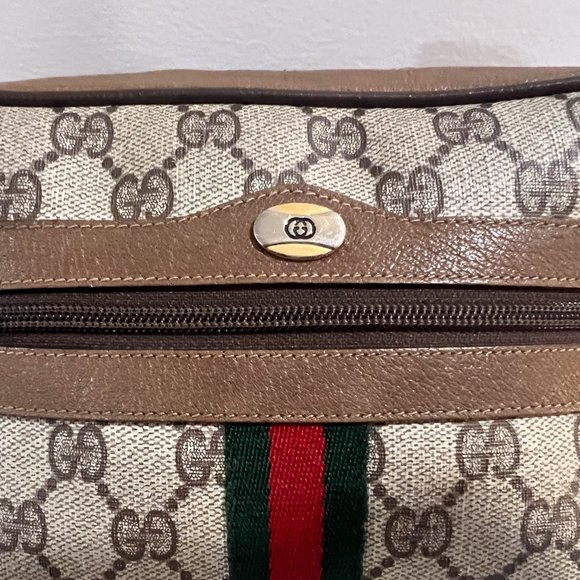 Vintage Gucci Small Shoulder Bag Web Brown GG Coated Canvas (Authentic) - Picture 9 of 12